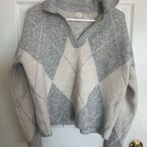 a new day Gray & Cream Argyle V-Neck Sweater